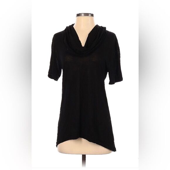 James Perse Short Sleeve Cowl Neck lightweight, black Shirt Size 1 - Picture 1 of 5